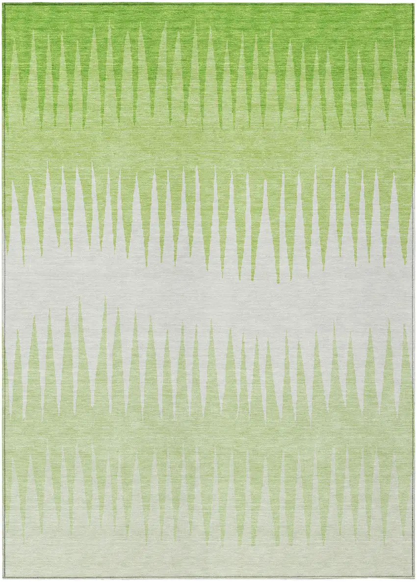 Lime Green And Ivory Striped Washable Indoor Outdoor Area Rug Photo 2