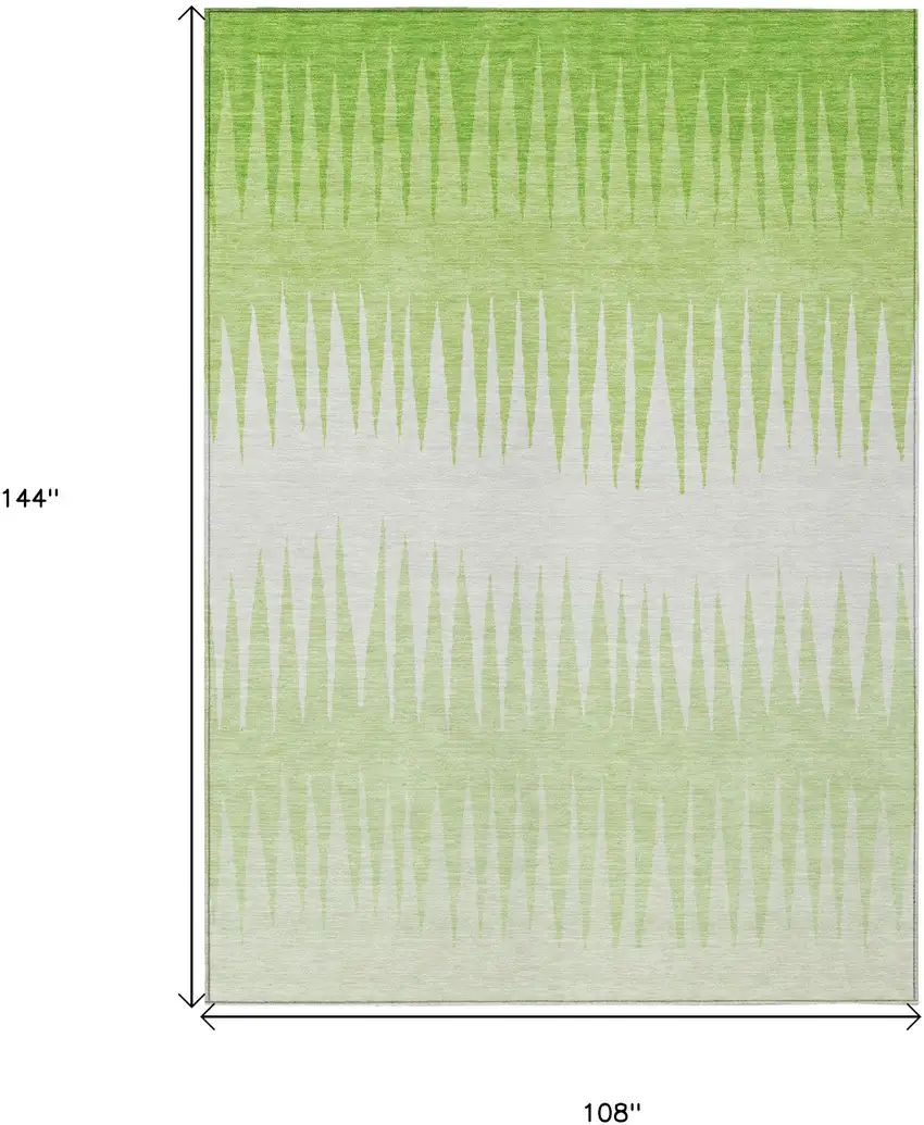 Lime Green And Ivory Striped Washable Indoor Outdoor Area Rug Photo 3