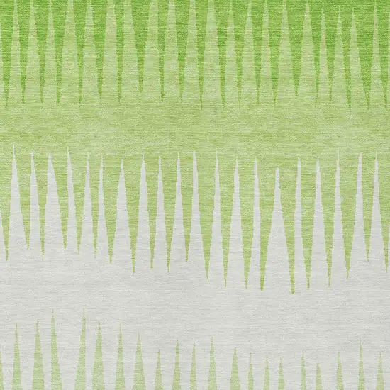 Lime Green And Ivory Striped Washable Indoor Outdoor Area Rug Photo 7