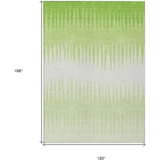 Lime Green And Ivory Striped Washable Indoor Outdoor Area Rug Photo 3