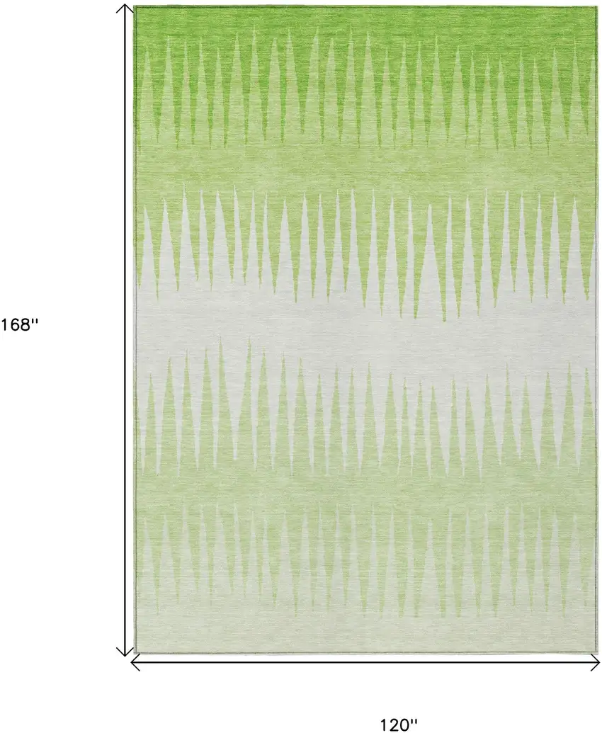 Lime Green And Ivory Striped Washable Indoor Outdoor Area Rug Photo 3