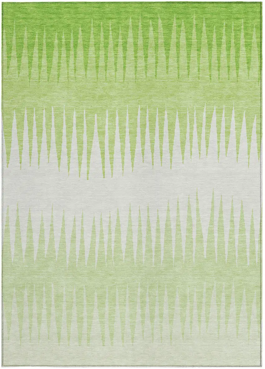 Lime Green And Ivory Striped Washable Indoor Outdoor Area Rug Photo 7