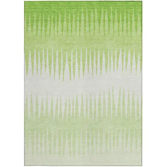 Lime Green And Ivory Striped Washable Indoor Outdoor Area Rug Photo 7