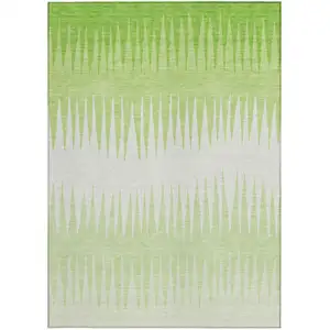 Photo of Lime Green And Ivory Striped Washable Indoor Outdoor Area Rug