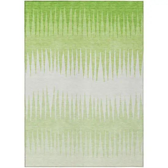 Lime Green And Ivory Striped Washable Indoor Outdoor Area Rug Photo 2