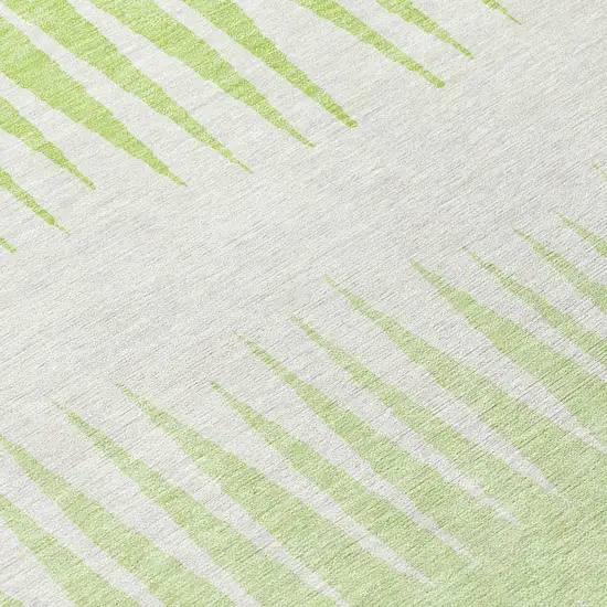 Lime Green And Ivory Striped Washable Indoor Outdoor Area Rug Photo 6