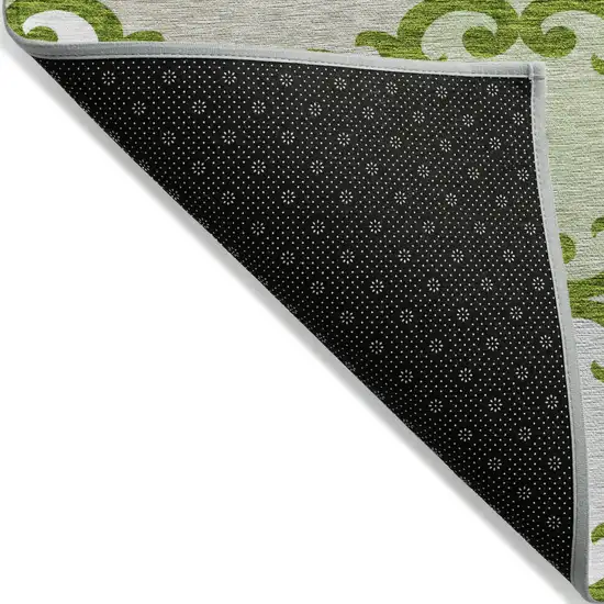 Lime Green And Ivory Trellis Washable Indoor Outdoor Area Rug Photo 3