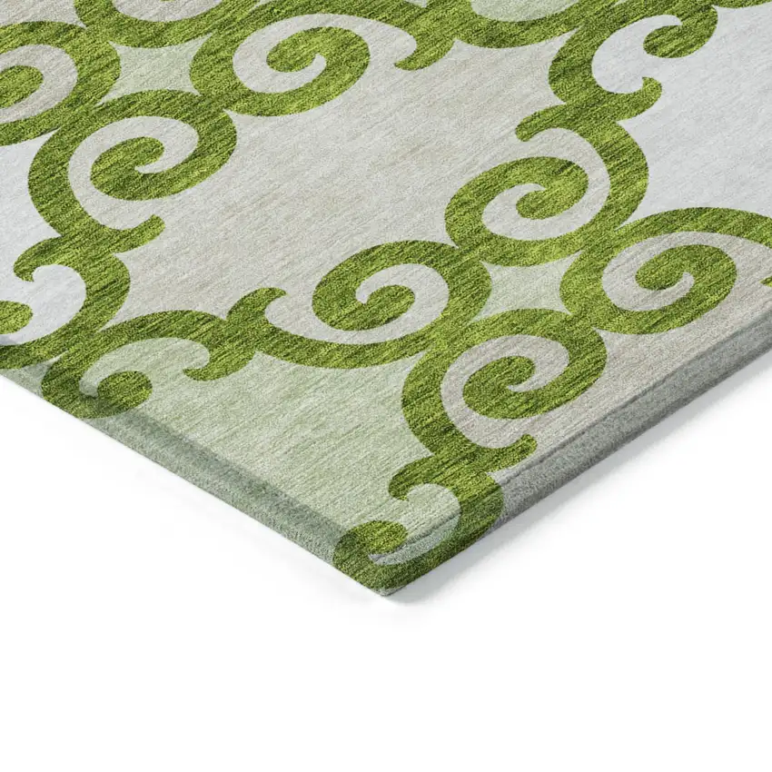 Lime Green And Ivory Trellis Washable Indoor Outdoor Area Rug Photo 4