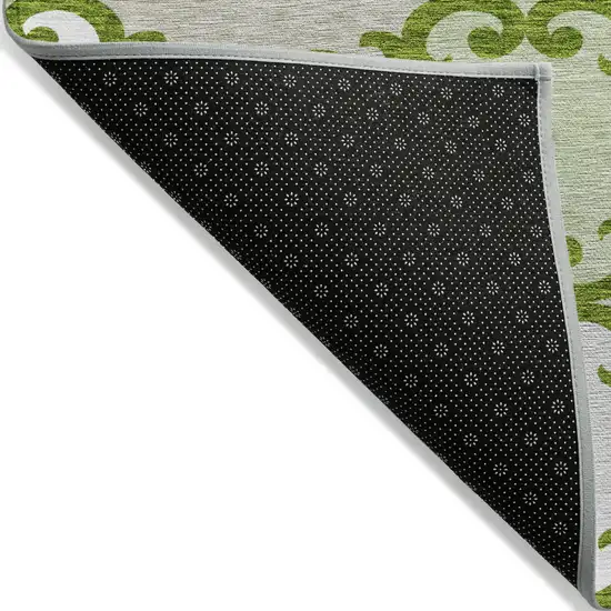 Lime Green And Ivory Trellis Washable Indoor Outdoor Area Rug Photo 4