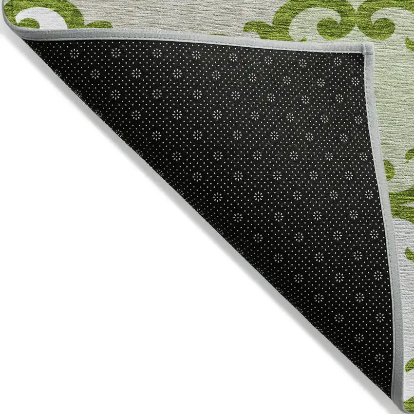 Lime Green And Ivory Trellis Washable Indoor Outdoor Area Rug Photo 4