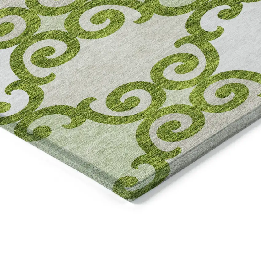 Lime Green And Ivory Trellis Washable Indoor Outdoor Area Rug Photo 5