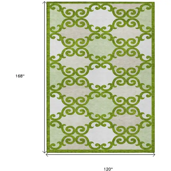 Lime Green And Ivory Trellis Washable Indoor Outdoor Area Rug Photo 3