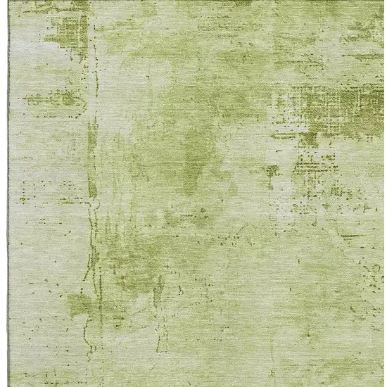 Lime Green And Olive Green Abstract Washable Area Rug With UV Protection Photo 2
