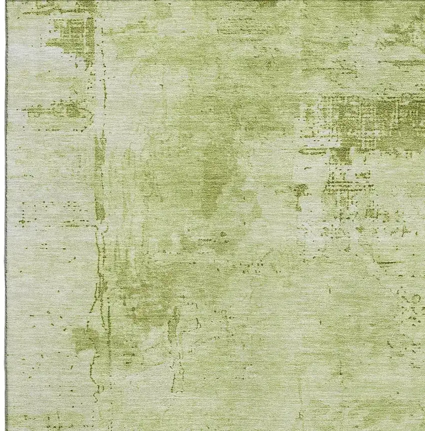 Lime Green And Olive Green Abstract Washable Area Rug With UV Protection Photo 2