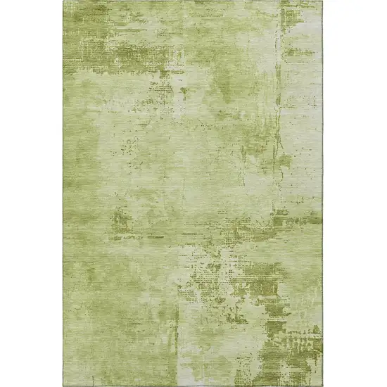Lime Green And Olive Green Abstract Washable Area Rug With UV Protection Photo 3