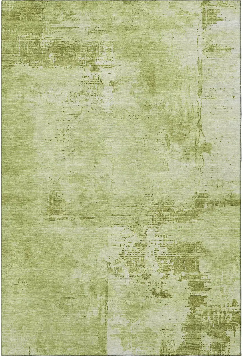 Lime Green And Olive Green Abstract Washable Area Rug With UV Protection Photo 3
