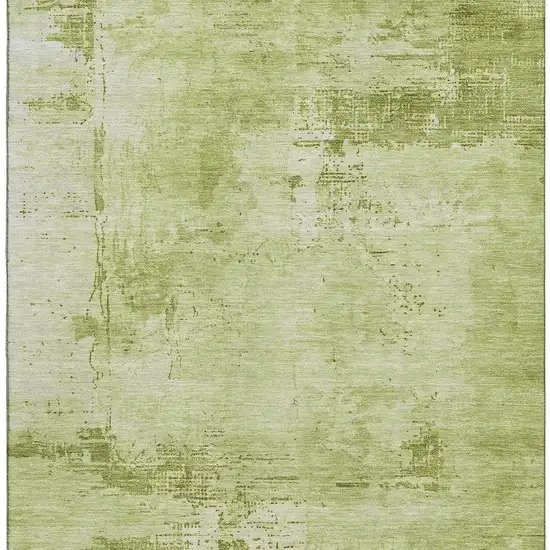 Lime Green And Olive Green Abstract Washable Area Rug With UV Protection Photo 2