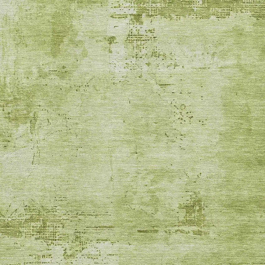 Lime Green And Olive Green Abstract Washable Area Rug With UV Protection Photo 2
