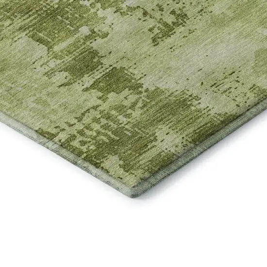 Lime Green And Olive Green Abstract Washable Area Rug With UV Protection Photo 7