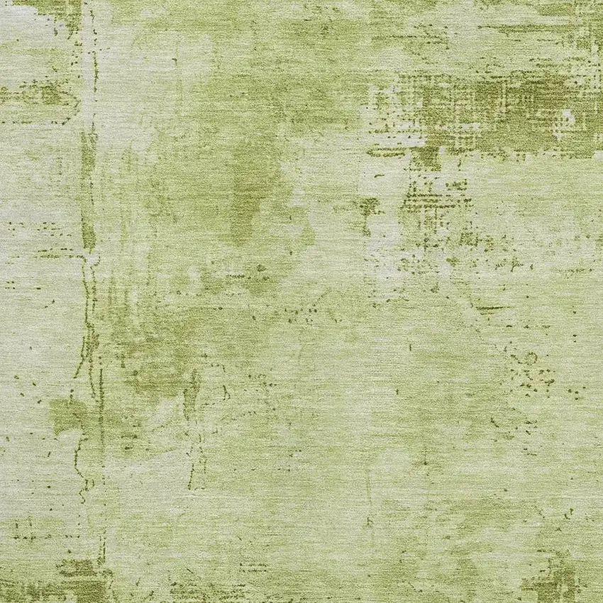 Lime Green And Olive Green Abstract Washable Area Rug With UV Protection Photo 2
