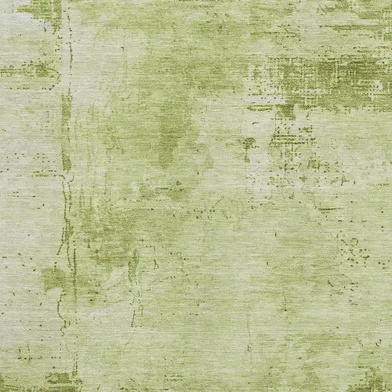Lime Green And Olive Green Abstract Washable Area Rug With UV Protection Photo 2
