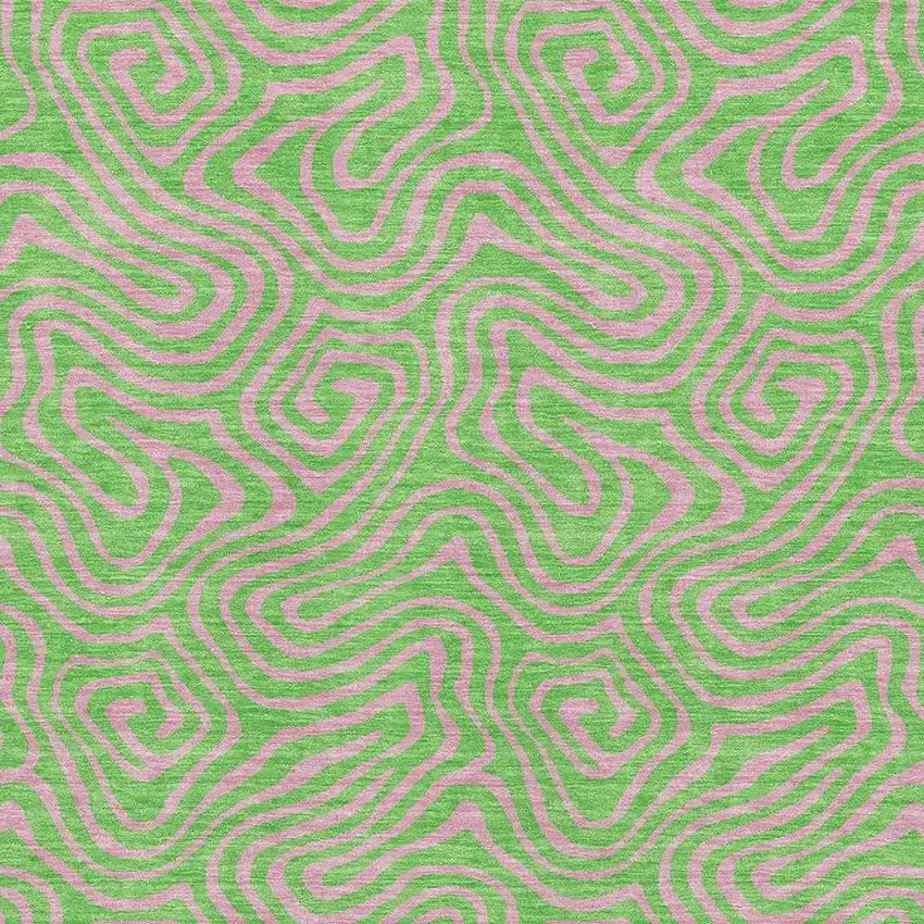 Lime Green And Pink Abstract Washable Area Rug With UV Protection Photo 2