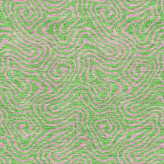 Lime Green And Pink Abstract Washable Area Rug With UV Protection Photo 2