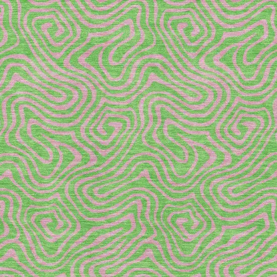 Lime Green And Pink Abstract Washable Area Rug With UV Protection Photo 2