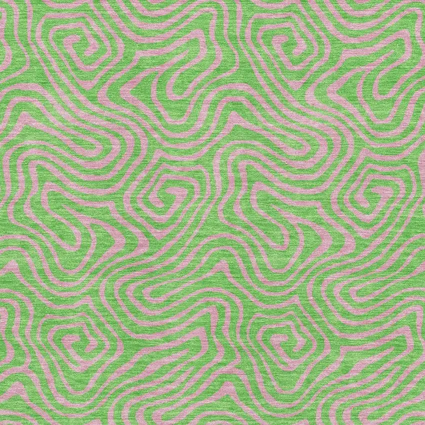 Lime Green And Pink Abstract Washable Area Rug With UV Protection Photo 2