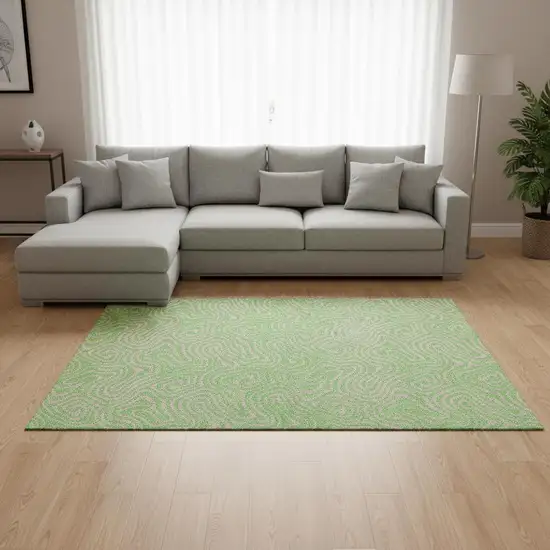 Lime Green And Pink Abstract Washable Area Rug With UV Protection Photo 2