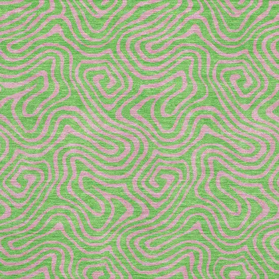 Lime Green And Pink Abstract Washable Area Rug With UV Protection Photo 2