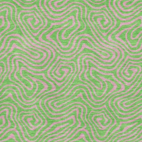 Lime Green And Pink Abstract Washable Area Rug With UV Protection Photo 2