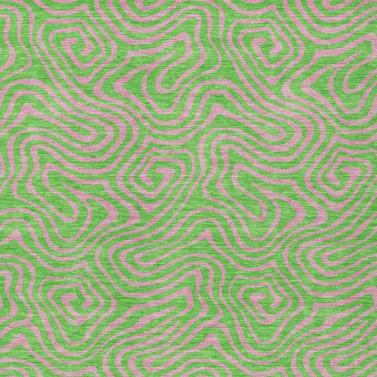 Lime Green And Pink Abstract Washable Indoor Outdoor Area Rug Photo 5