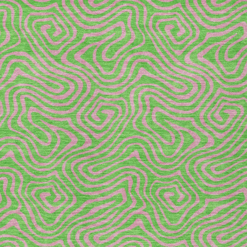 Lime Green And Pink Abstract Washable Indoor Outdoor Area Rug Photo 5