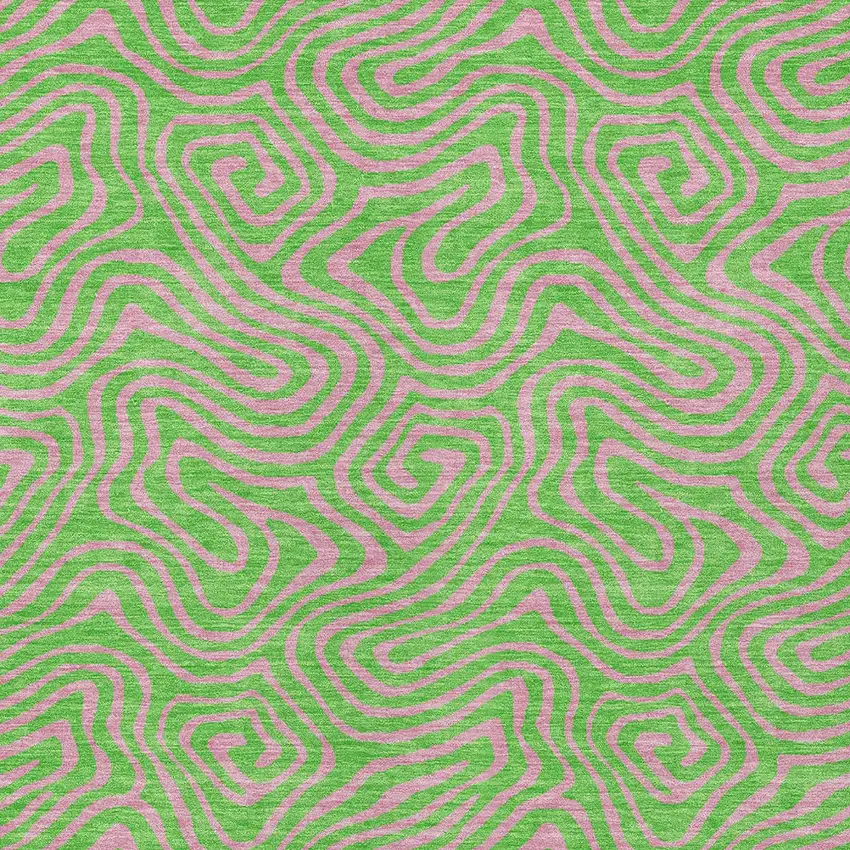 Lime Green And Pink Abstract Washable Indoor Outdoor Area Rug Photo 5