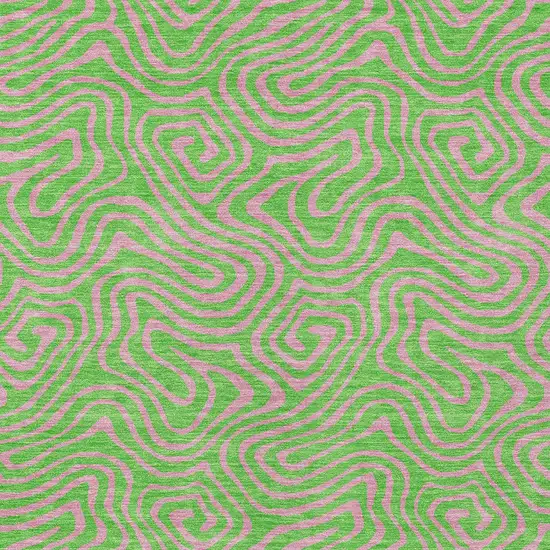 Lime Green And Pink Abstract Washable Indoor Outdoor Area Rug Photo 5
