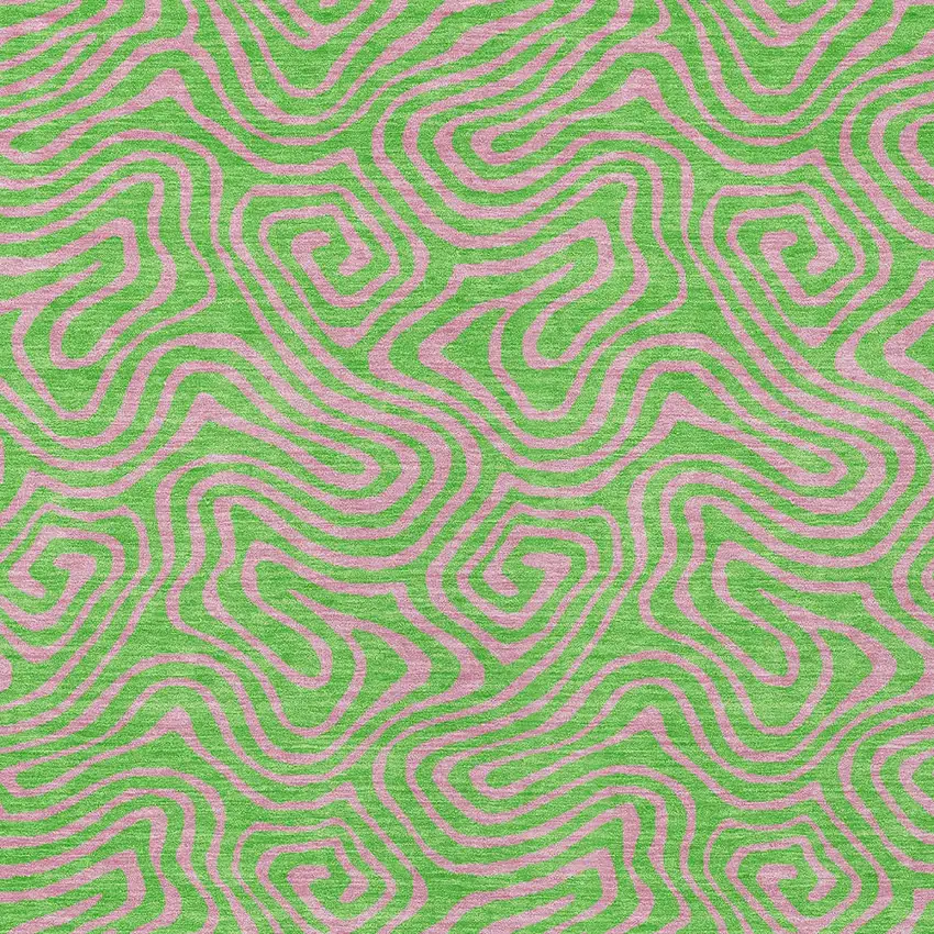 Lime Green And Pink Abstract Washable Indoor Outdoor Area Rug Photo 5