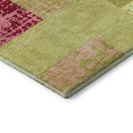 Lime Green And Pink Geometric Washable Area Rug With UV Protection Photo 7