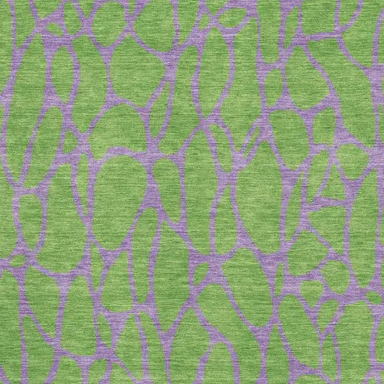 Lime Green And Purple Geometric Washable Area Rug With UV Protection Photo 2