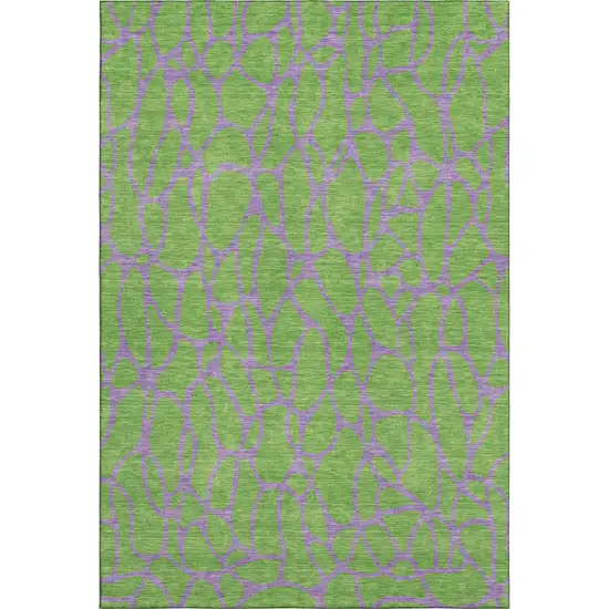 Lime Green And Purple Geometric Washable Area Rug With UV Protection Photo 1