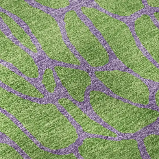 Lime Green And Purple Geometric Washable Area Rug With UV Protection Photo 9