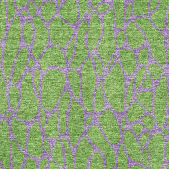 Lime Green And Purple Geometric Washable Area Rug With UV Protection Photo 2