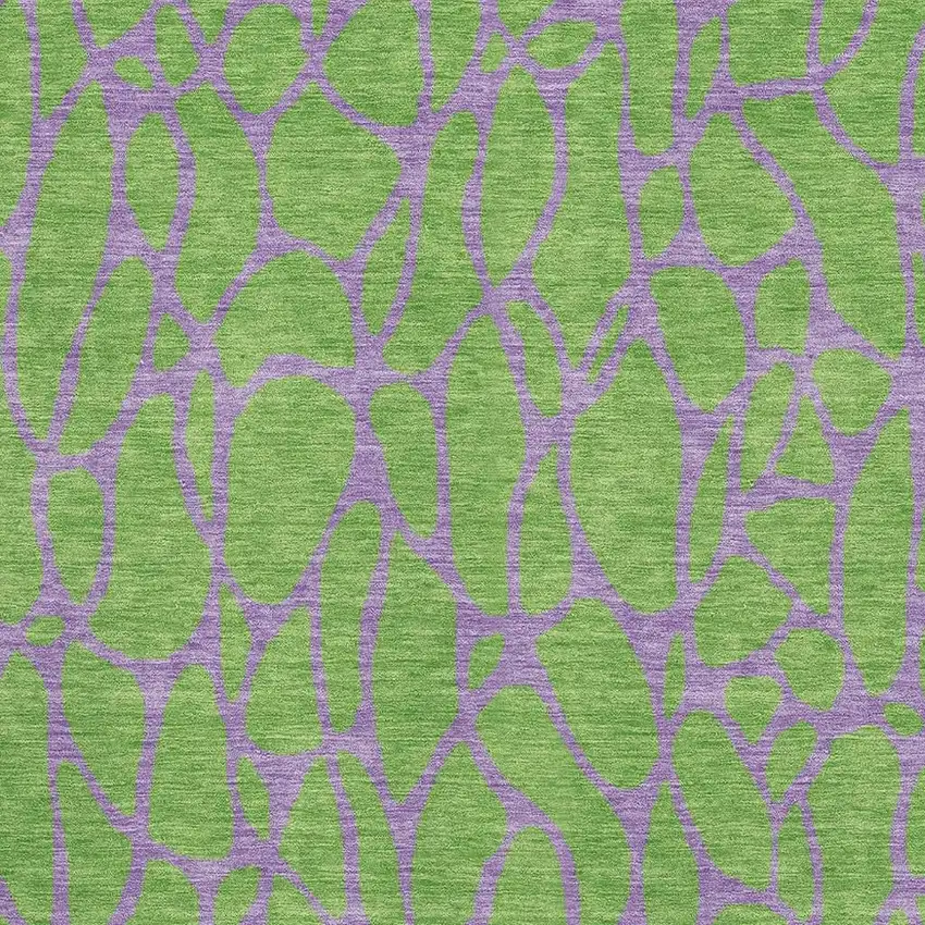 Lime Green And Purple Geometric Washable Area Rug With UV Protection Photo 2