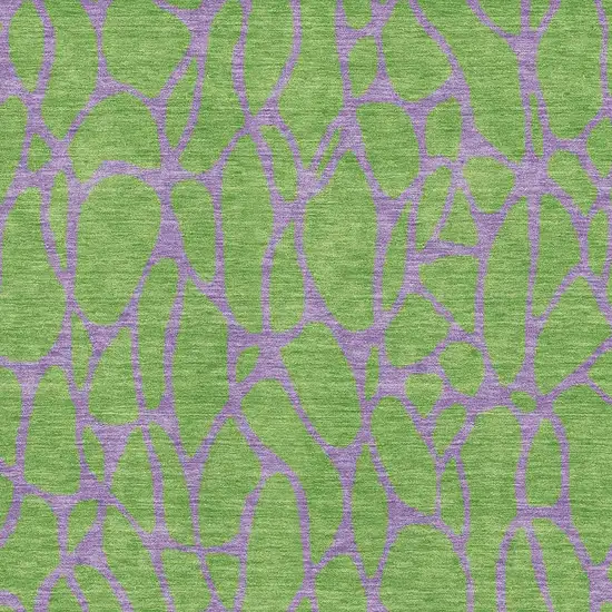 Lime Green And Purple Geometric Washable Area Rug With UV Protection Photo 2