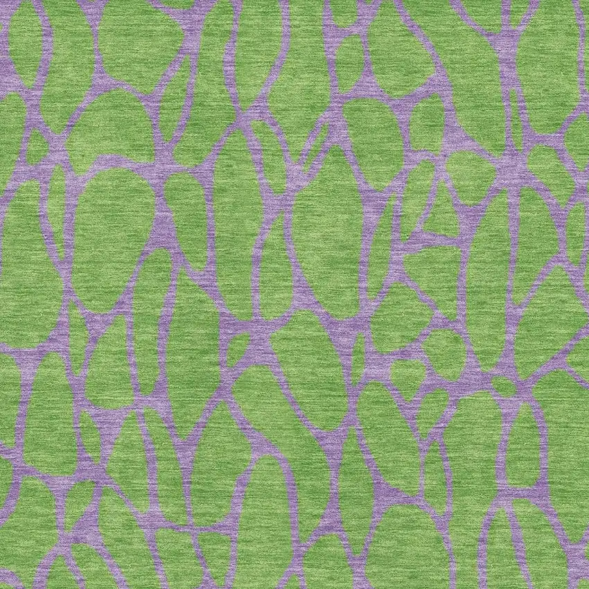 Lime Green And Purple Geometric Washable Area Rug With UV Protection Photo 2