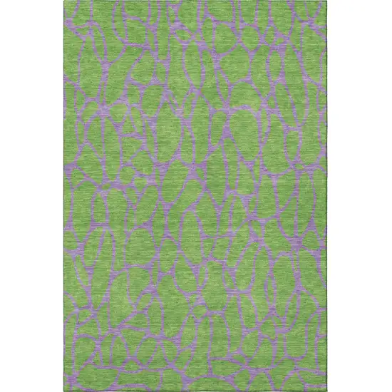 Lime Green And Purple Geometric Washable Area Rug With UV Protection Photo 3