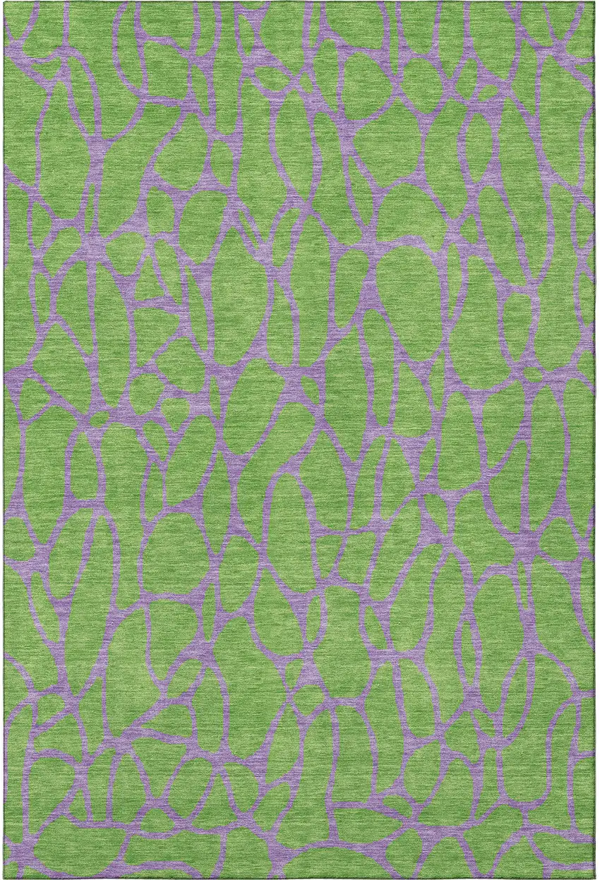 Lime Green And Purple Geometric Washable Area Rug With UV Protection Photo 3