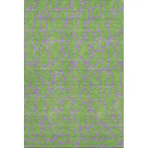 Photo of Lime Green And Purple Geometric Washable Area Rug With UV Protection