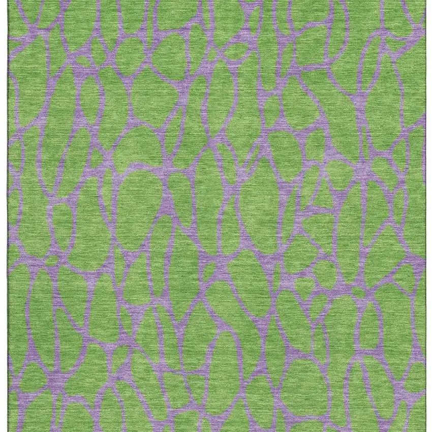 Lime Green And Purple Geometric Washable Area Rug With UV Protection Photo 3