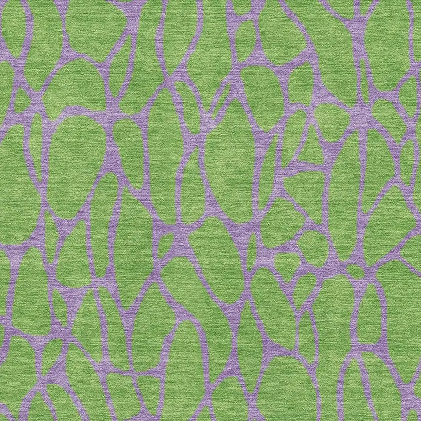 Lime Green And Purple Geometric Washable Area Rug With UV Protection Photo 2